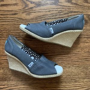 Sold: Toms Peep Toe Wedges Brown 7W